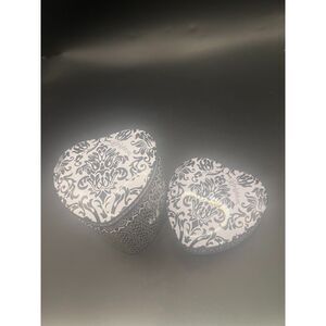 Brighton Empty Jewelry Sunglasses Metal Tin Boxes Heart Shaped Set Of 2